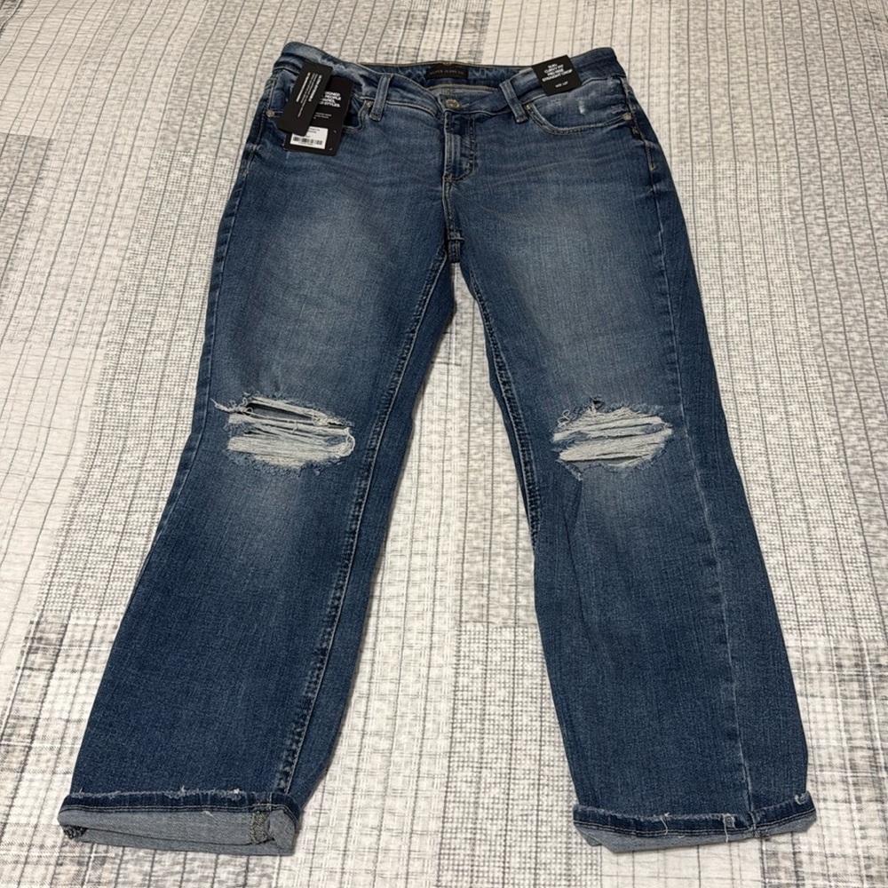 Silver jeans size W31 L27 suki curvy fit mid-rise straight crop blue jeans NWT